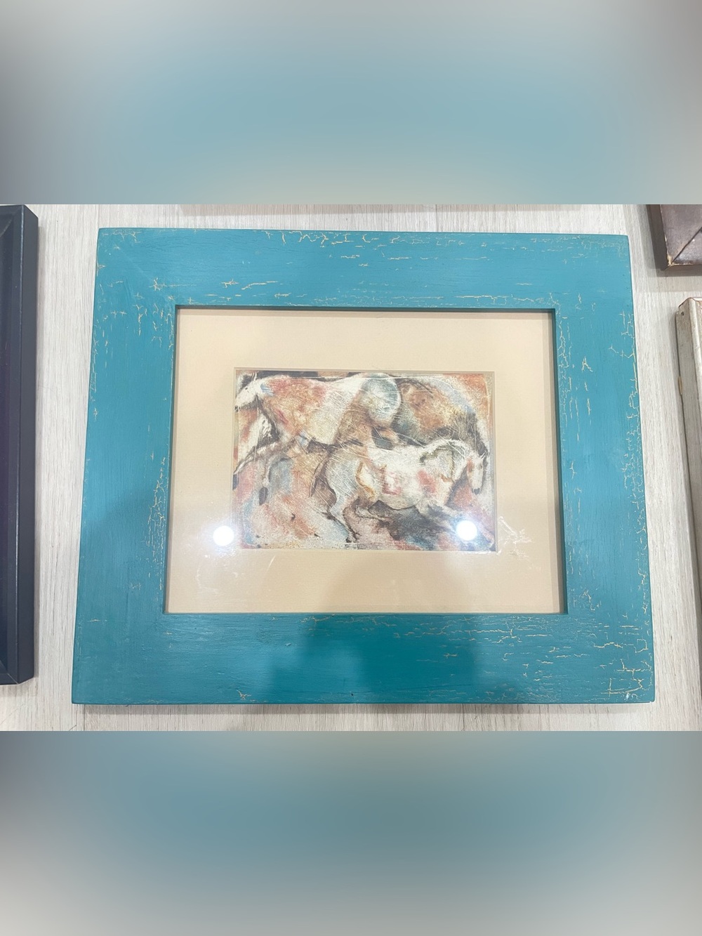 Turquoise Framed Horse Art Print - Home Art